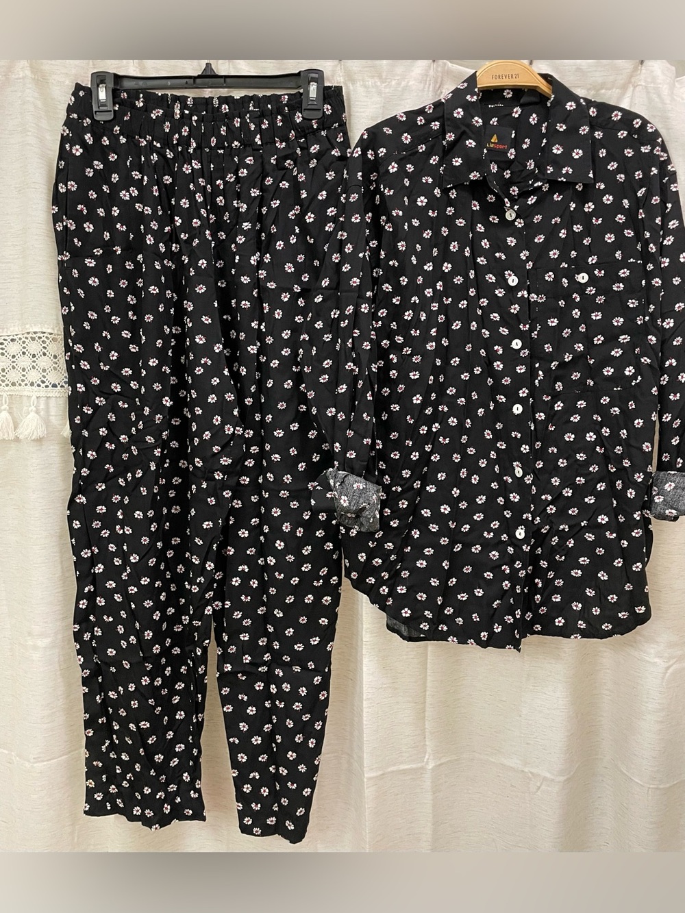 Vintage Y2K Lizsport floral long sleeve shirt and pants
